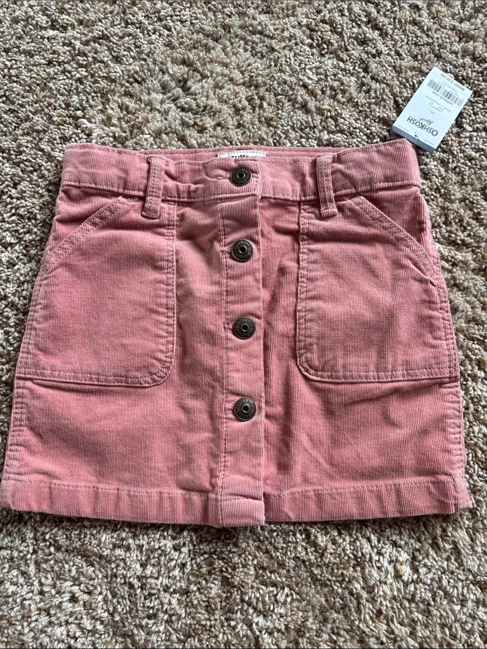 Oshkosh Dusty Rose Corduroy Button-Front Mini Skirt